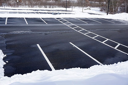 Freshly plowed parking lot